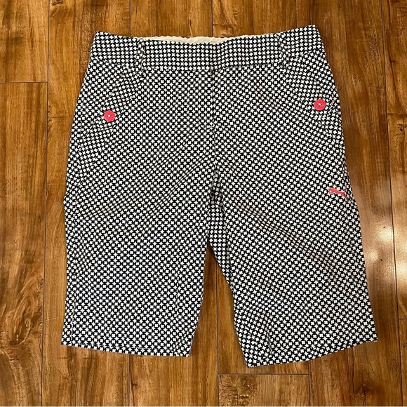 PUMA Women’s Black White Pink Bermuda Golf Shorts Size 0 - Picture 1 of 12